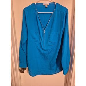 Calvin Klein Zipper Front Blouse Size Large